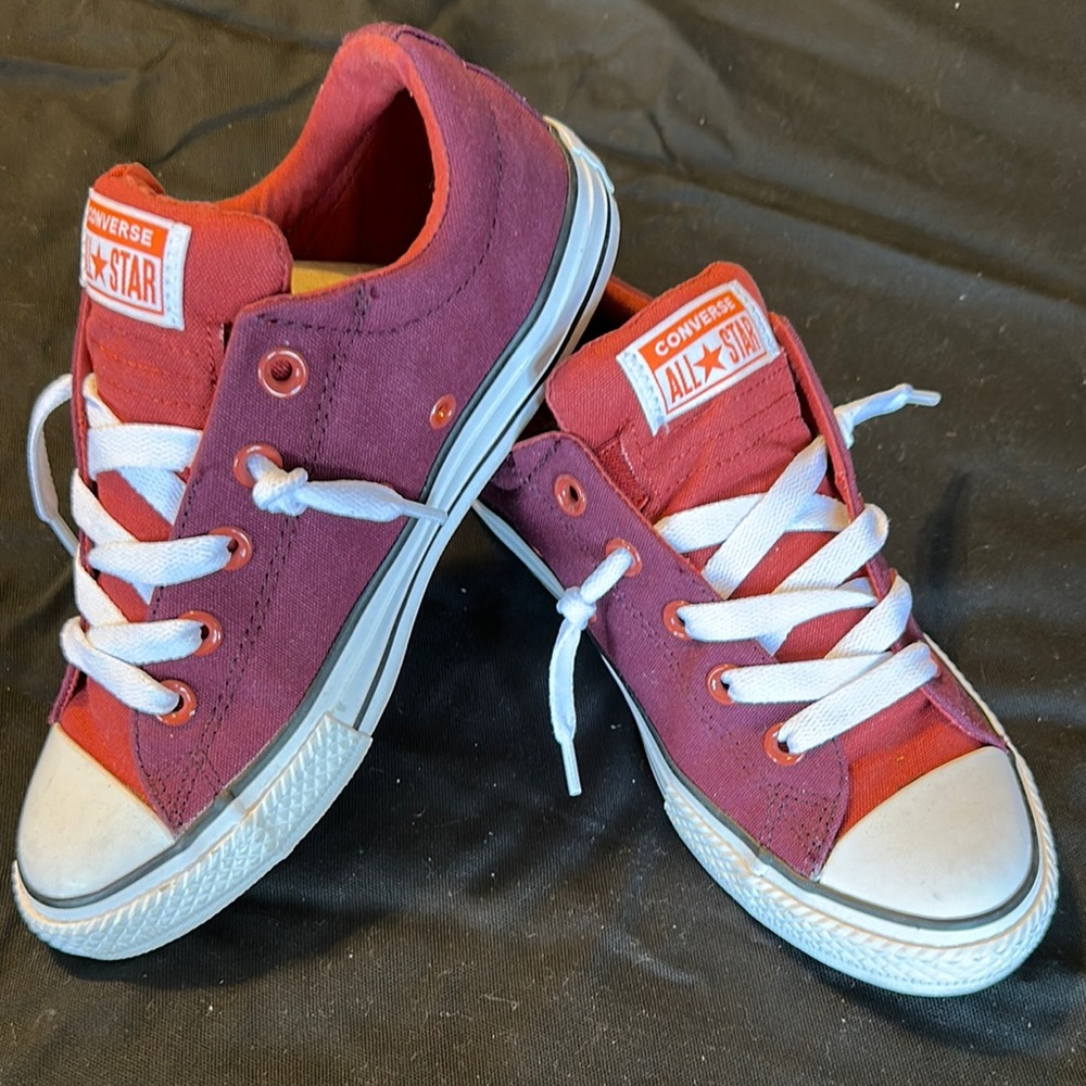 Converse Red and Purple Chuck Taylor Sneakers Classic Design 4 - Picture 1 of 9